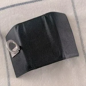 BULGARI Key Holder Black Textured Leather
