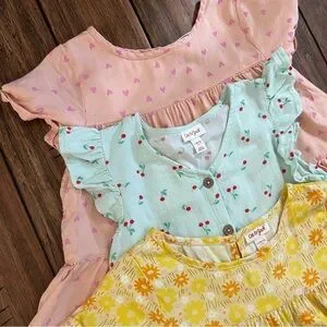 Bundle (3) Youth Girls 10 12 Floral Tops Tiered Girlie Summer Cat Jack Cherries