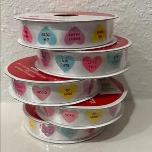 Bundle Of Conversation Candy Hearts Ribbon 5 Pieces