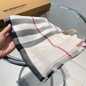 Burberry Classic Check Scarf In Black White And Red