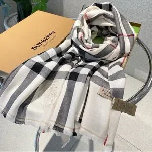 Burberry Classic Check Scarf in Black White and Red