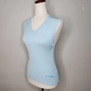 Burberry Golf Baby Blue Cotton V Neck Sweater Vest Size XS
