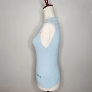 Burberry Golf Baby Blue Cotton V Neck Sweater Vest Size XS