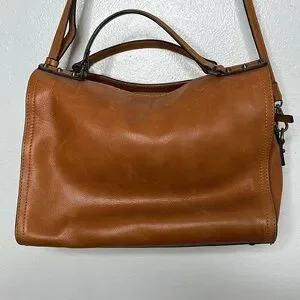 C&C California British Tan Leather Satchel Crossbody Bag