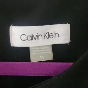 Calvin Klein Black A-Line Dress With Mesh Hem Sz. 16