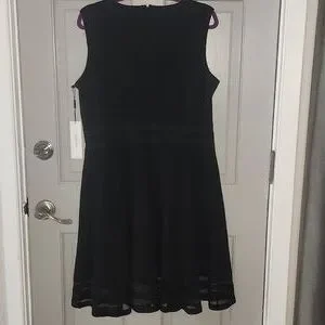 Calvin Klein Black A-Line Dress With Mesh Hem Sz. 16