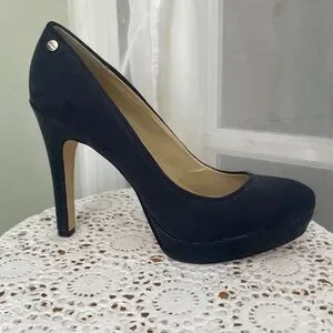 Calvin Klein Kendall Dark Blue Suede Platform Heels Vintage 8.5