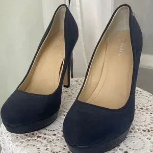 Calvin Klein Kendall Dark Blue Suede Platform Heels Vintage 8.5