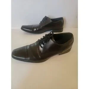 Calvin Klein Men's Brown Leather Lace Up Oxford Dress Shoes Size 8.5