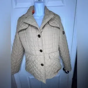 Calvin Klein Women’s Small Beige Quilted Polyester Lightweight Jacket S Spring