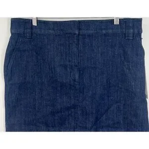 Calvin Klein Womens Denim Skirt Size 16 Dark Wash Zip Close A-line Stretch NEW