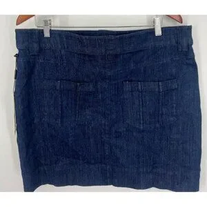 Calvin Klein Womens Denim Skirt Size 16 Dark Wash Zip Close A-line Stretch NEW