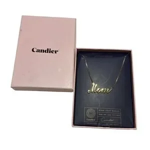 Candier “Mom” Gold Plated Script Necklace