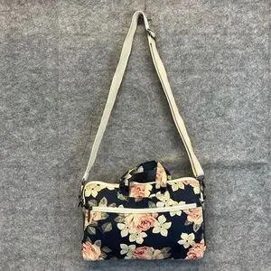 CANVASLIFE Laptop Bag Women's Blue Pink White Rose Floral Padded Sleeve Case