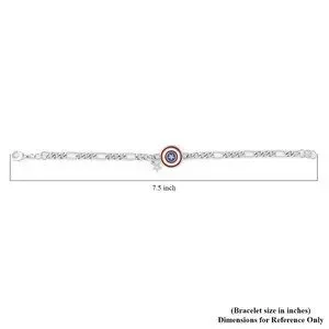 Captain America Figaro Shield Enameled Bracelet In Silvertone 7.5"