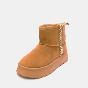 Caramel Round Toe Cozy Boots