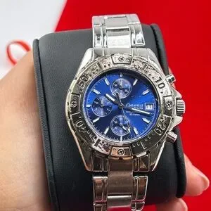 Caravelle Bulova Men Watch Stainless Steel Silver 50m Chrono Date Quartz 055