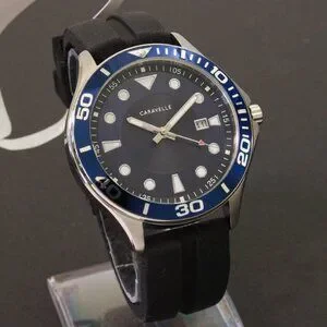 Caravelle Men's Sport Watch By Bulova Sunburst Dial Silicone Strap 42mm