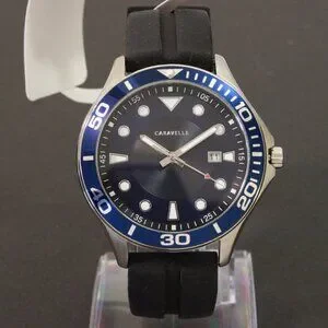 Caravelle Men's Sport Watch By Bulova Sunburst Dial Silicone Strap 42mm