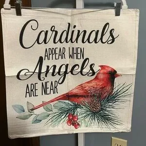 Cardinal Themed Holiday Pillow Canvas Covers 19x19 Inches Set Of 4. NIP