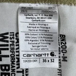 Carhartt Force Relaxed Fit Work Pants Men's 36x32 Khaki Cargo Utility W/ Ripstop
