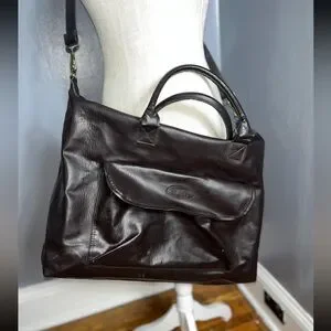 Carino Brown Leather Travel Bag EUC Minimalist Dark Academia Preppy Weekender