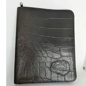 Carlos Falchi Alligator/Crocodile Leather Notebook Zip Paper Cover Organizer