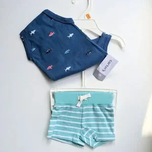 Carter New Born Baby Boy 2PC Short Set/Splash Attire