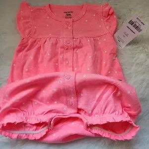 Carter's Star Unicorn Flutter Sleeves Snap On Romper Onesie 12M NWT