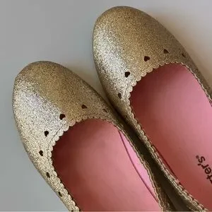 Carter’s Youth Girl’s Ballet Flats Size 3 Glittery Gold Sparkles Spring