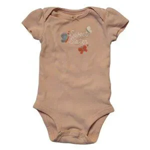 Carters Baby Girl Bodysuit Sweet Sister 3M Butterfly Design Pink