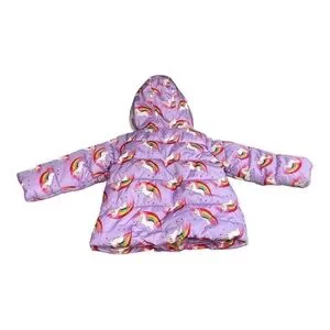 Carters Toddler 2T Purple Unicorn & Rainbows Fur Lined Hooded Puffer Jacket