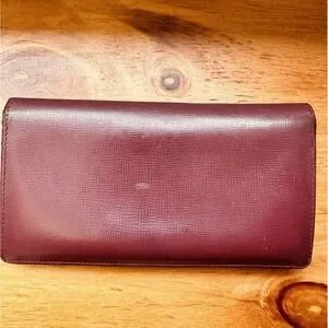 CARTIER Paris‎ Burgundy Leather Billfold Breast Waller 12 Card Holder Pre-owned