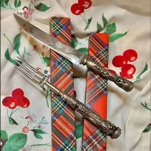 Carving Set Small Serving set Vintage Estate Sale Found In Box looks Un used
