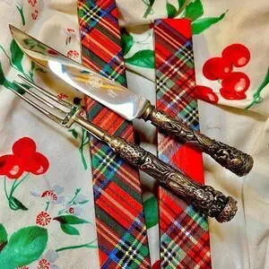 Carving set small serving set vintage estate sale found in box looks un used
