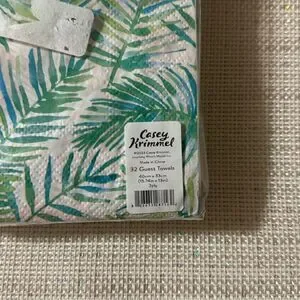 Casey Krimmel 32 Paper Guest Size White Blue Green Tropical Leaves 3-ply Towels