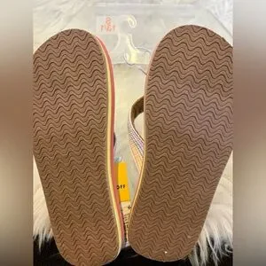 Cat & Jack Brown And Milticolored Sandals With Striped Straps New Kids
