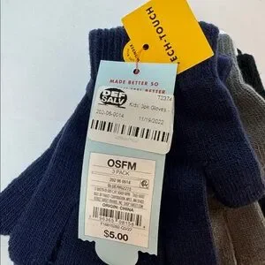 Cat & Jack Dark Blue Gray Black Knit Gloves