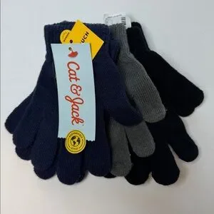 Cat & Jack Dark Blue Gray Black Knit Gloves