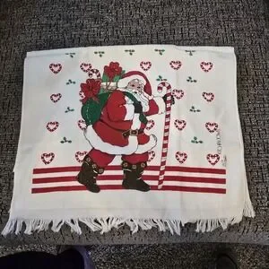 Cecil Saydah Company Christmas Santa Holiday Kitchen Towel Pot Holder Set VTG