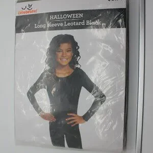 Celebrate Halloween Long Sleeve Leotard Black Girls Size XL (14/16) NEW