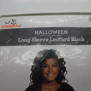 Celebrate Halloween Long Sleeve Leotard Black Girls Size XL (14/16) NEW