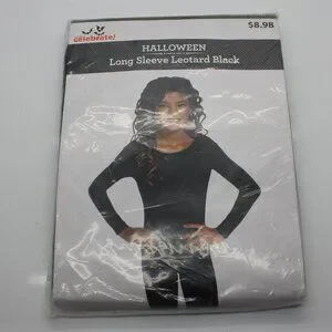 Celebrate Halloween Long Sleeve Leotard Black Girls Size XL (14/16) NEW