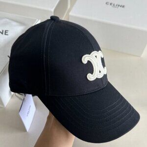 Celine Black Embroidered Cap