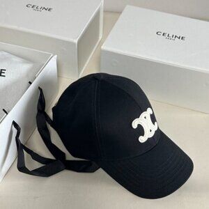Celine Black Embroidered Cap