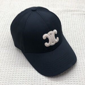 Celine Black Hat With White Emblem