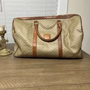 Celine Tan and Brown Duffel Bag GUC unisex bag check pics for rubbed 19x12”
