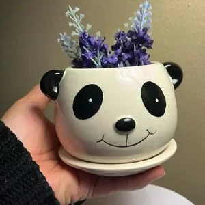 Ceramic Panda Bear Planter Adorable 4”x4” NWT