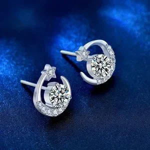 Certified 1 Ct. T.w. Moissanite Diamond Sunflower Stud Earrings NEW