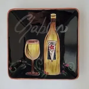 Certified International Kate McRostie Chablis Wine Square Ceramic Cheese Plate